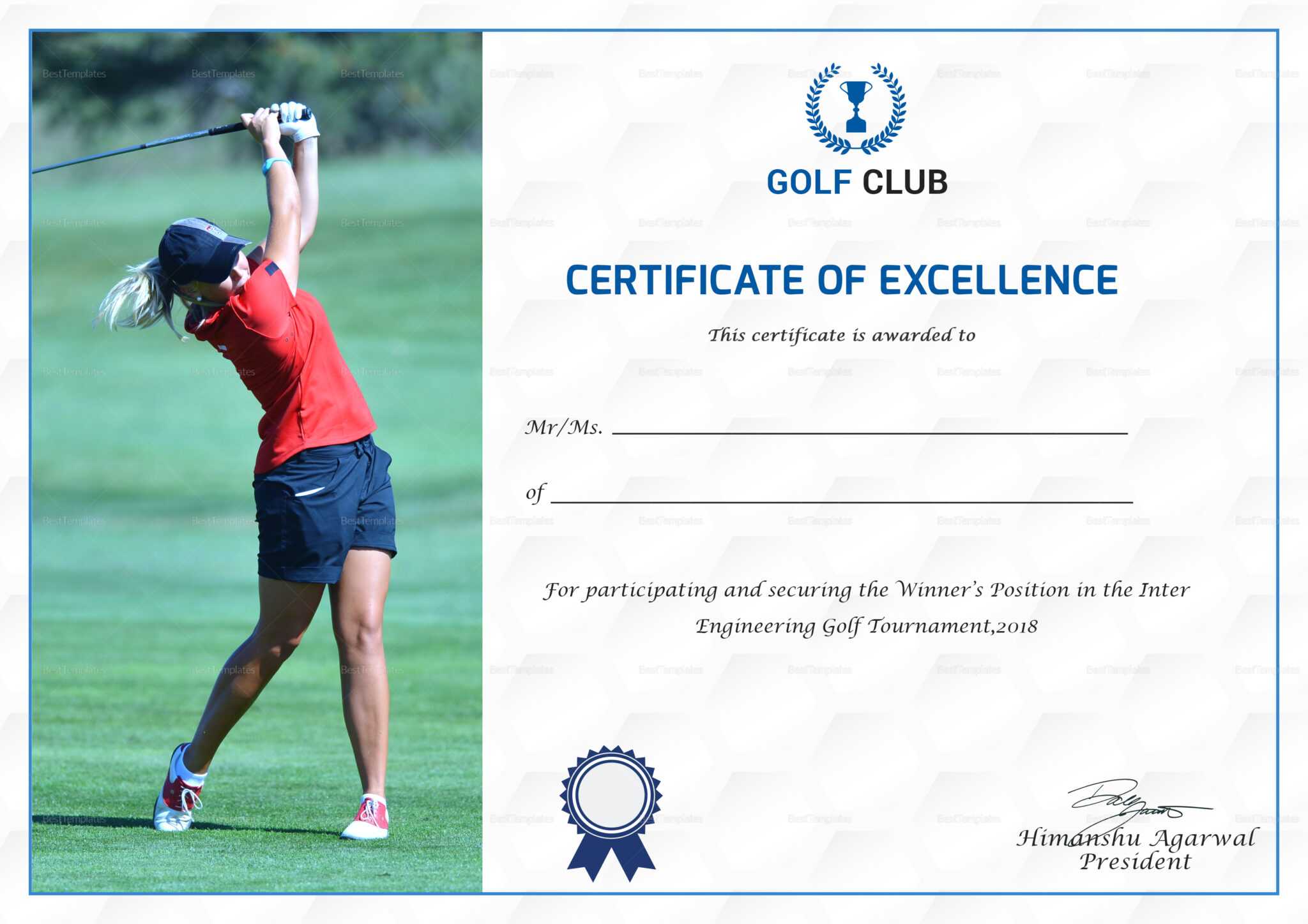 Golf Certificate Templates For Word