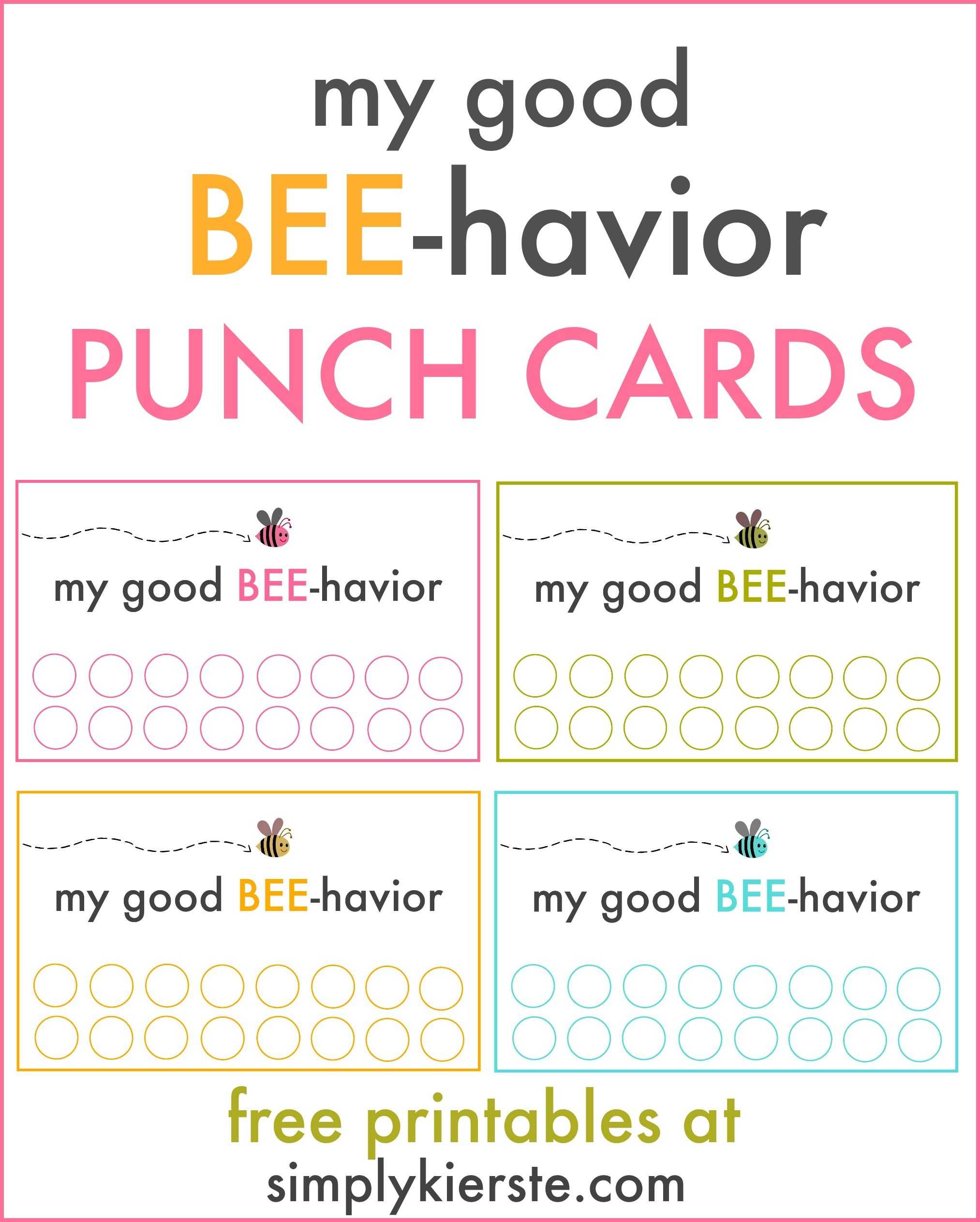 Good Behavior Punch Cards | Behavior Punch Cards, Kids With Regard To Free Printable Punch Card Template