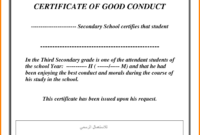 Good Conduct Certificate Template - Atlantaauctionco intended for Good Conduct Certificate Template