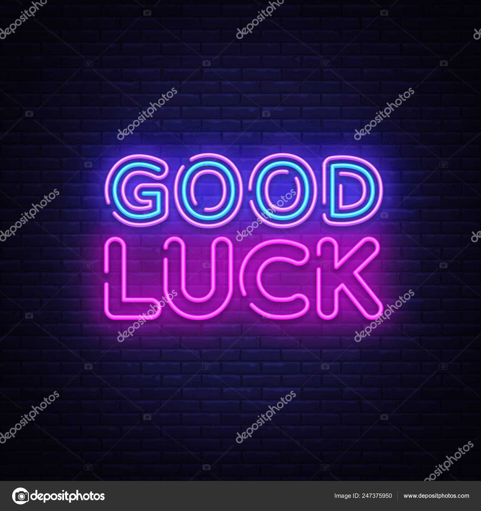 Good Luck Neon Sign Vector. Good Luck Design Template Neon In Good Luck Banner Template