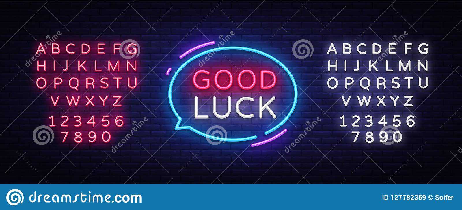 Good Luck Neon Text Vector. Good Luck Neon Sign, Design With Good Luck Banner Template