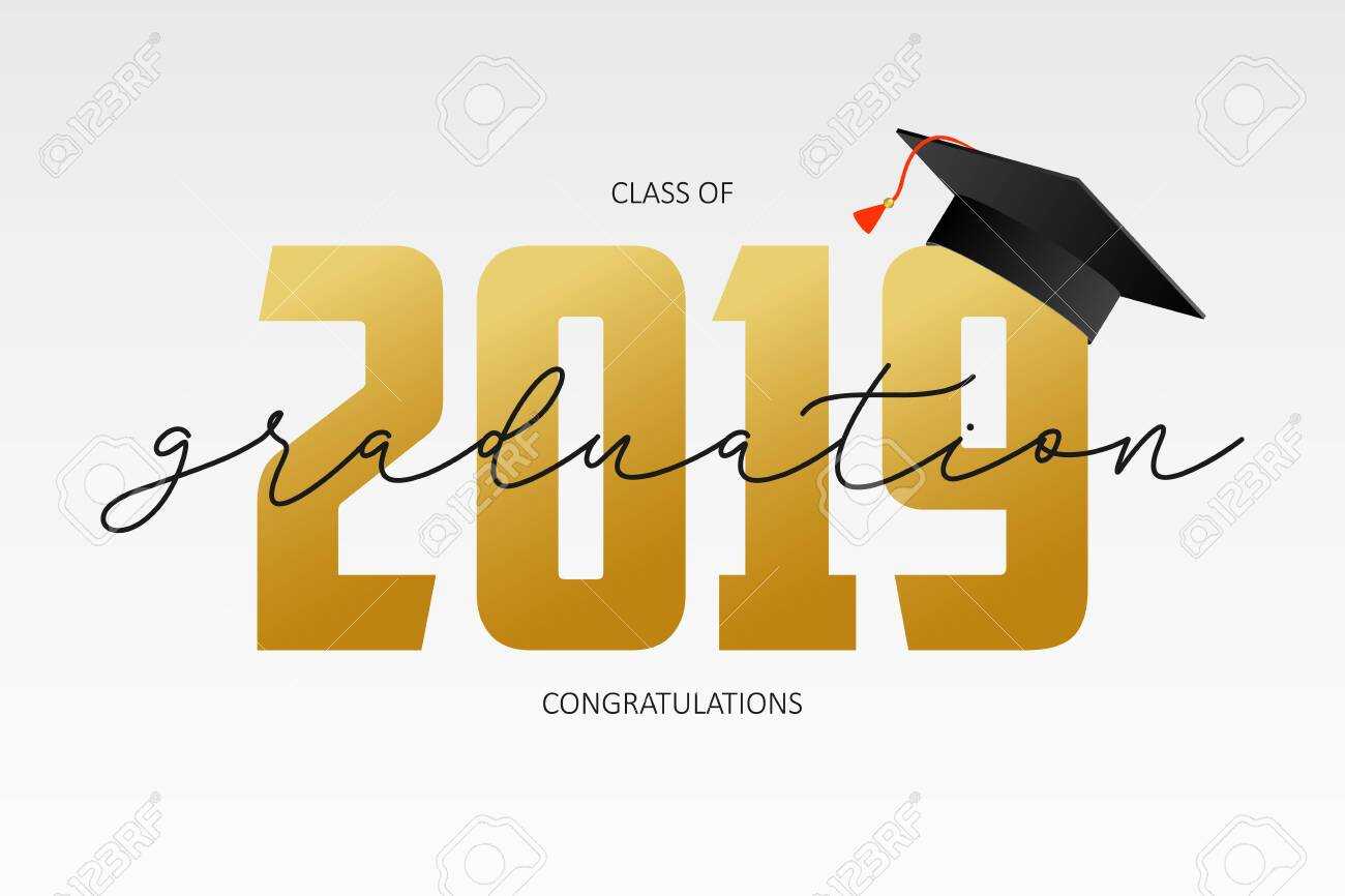 Graduating Card Template. Class Of 2019 – Banner With Gold Numbers.. Intended For Graduation Banner Template