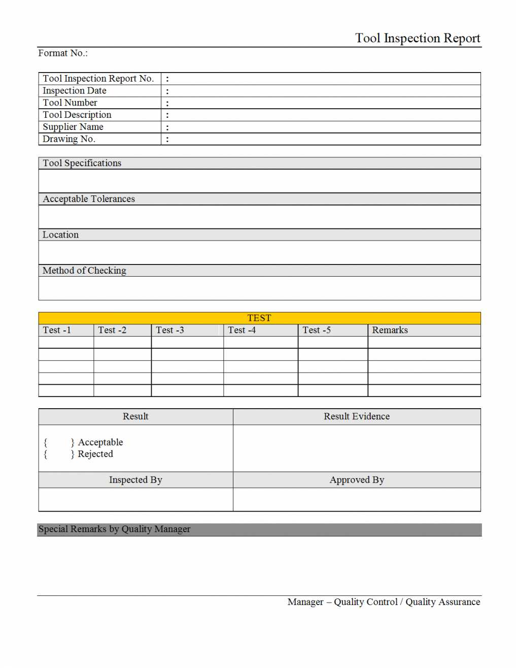 Great Machine Shop Inspection Report Template With Intended For Shop Report Template