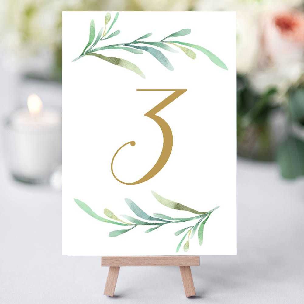Greenery Wedding Table Numbers Template, Printable Reception Inside Table Number Cards Template