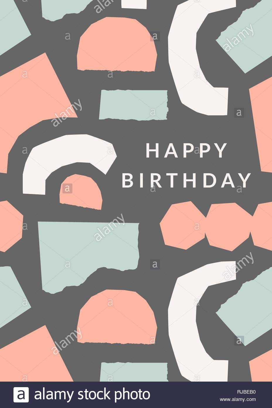 Greeting Card Template With Torn Paper Pieces In Pastel Intended For Birthday Card Collage Template