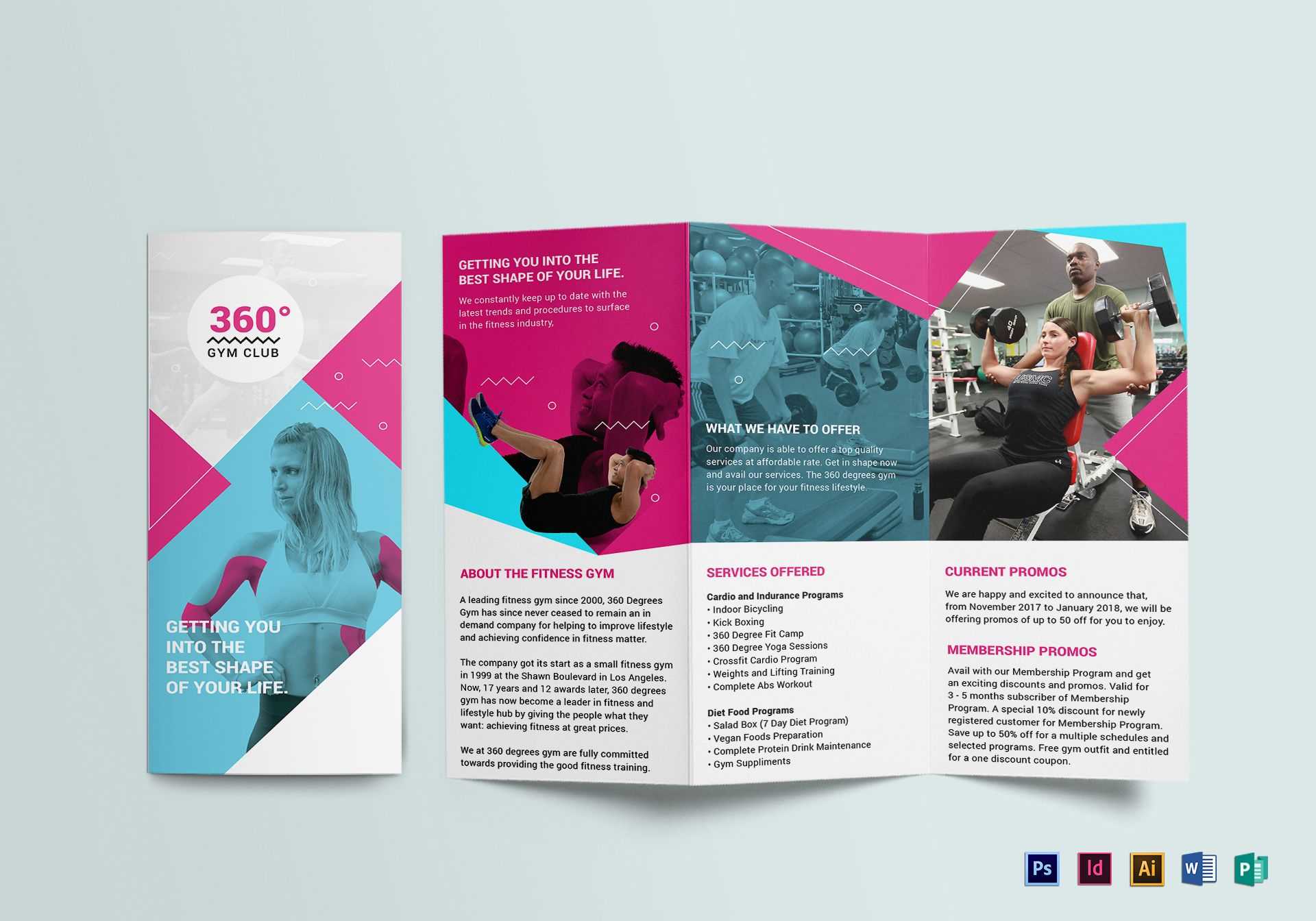 Gym Tri Fold Brochure Template In Membership Brochure With Membership Brochure Template