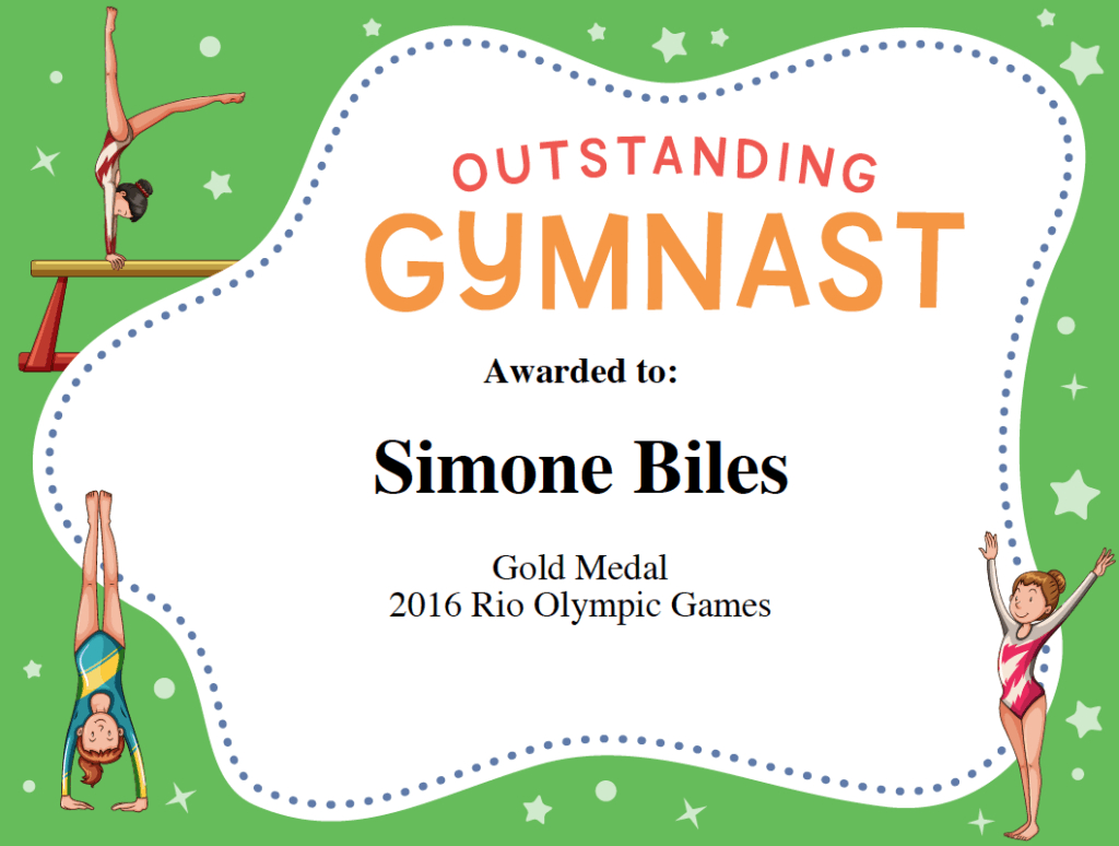 Gymnastics Quotes | Simone Biles, Gabby Douglas & Aly With Regard To Gymnastics Certificate Template