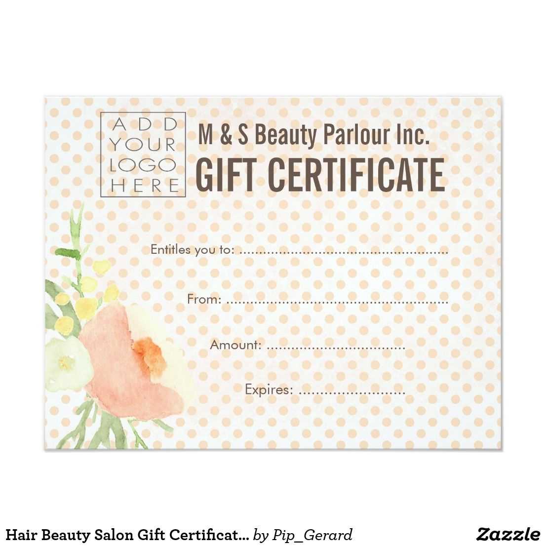 Hair Beauty Salon Gift Certificate Template | Zazzle With Regard To Salon Gift Certificate Template