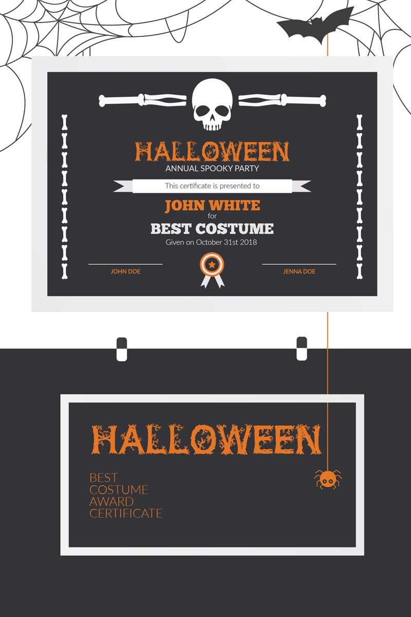 Halloween Best Costume Award Certificate Template Within Halloween Certificate Template