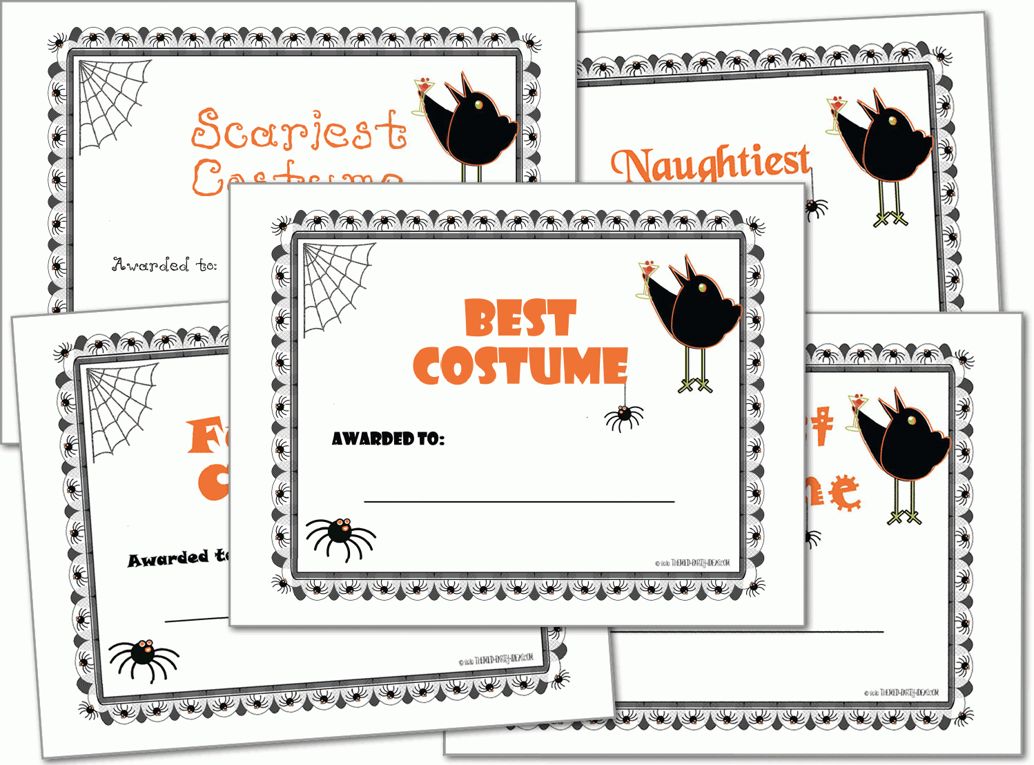 Halloween Costume Award Certificates, Halloween Printables Throughout Halloween Certificate Template