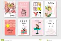 Hand Drawn Vector Abstract Textured Unusual Artistic Collage with Birthday Card Collage Template