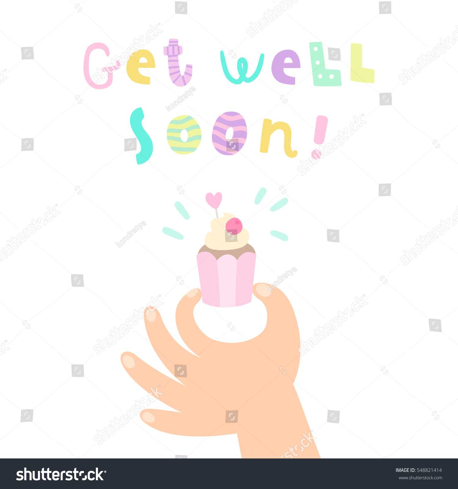 Hand Holding Cupcake Get Well Soon Stock Vector (Royalty Pertaining To Get Well Card Template