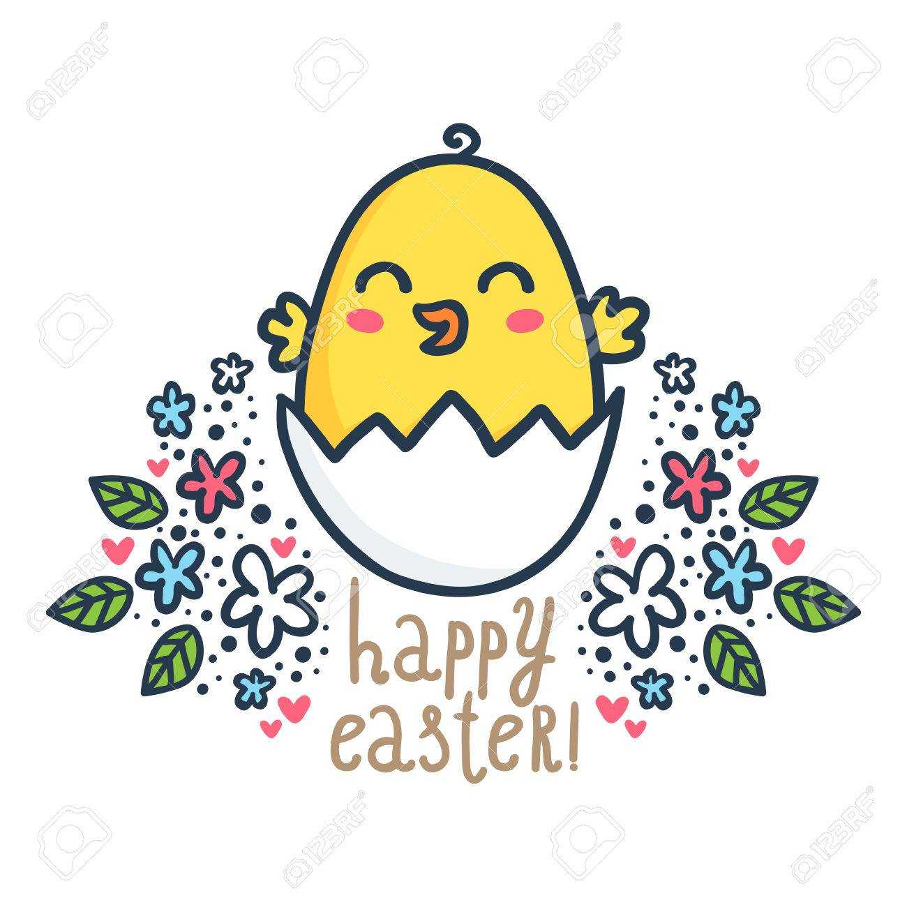 Happy Chick – Vector Easter Greeting Card Design Template With.. Intended For Easter Chick Card Template