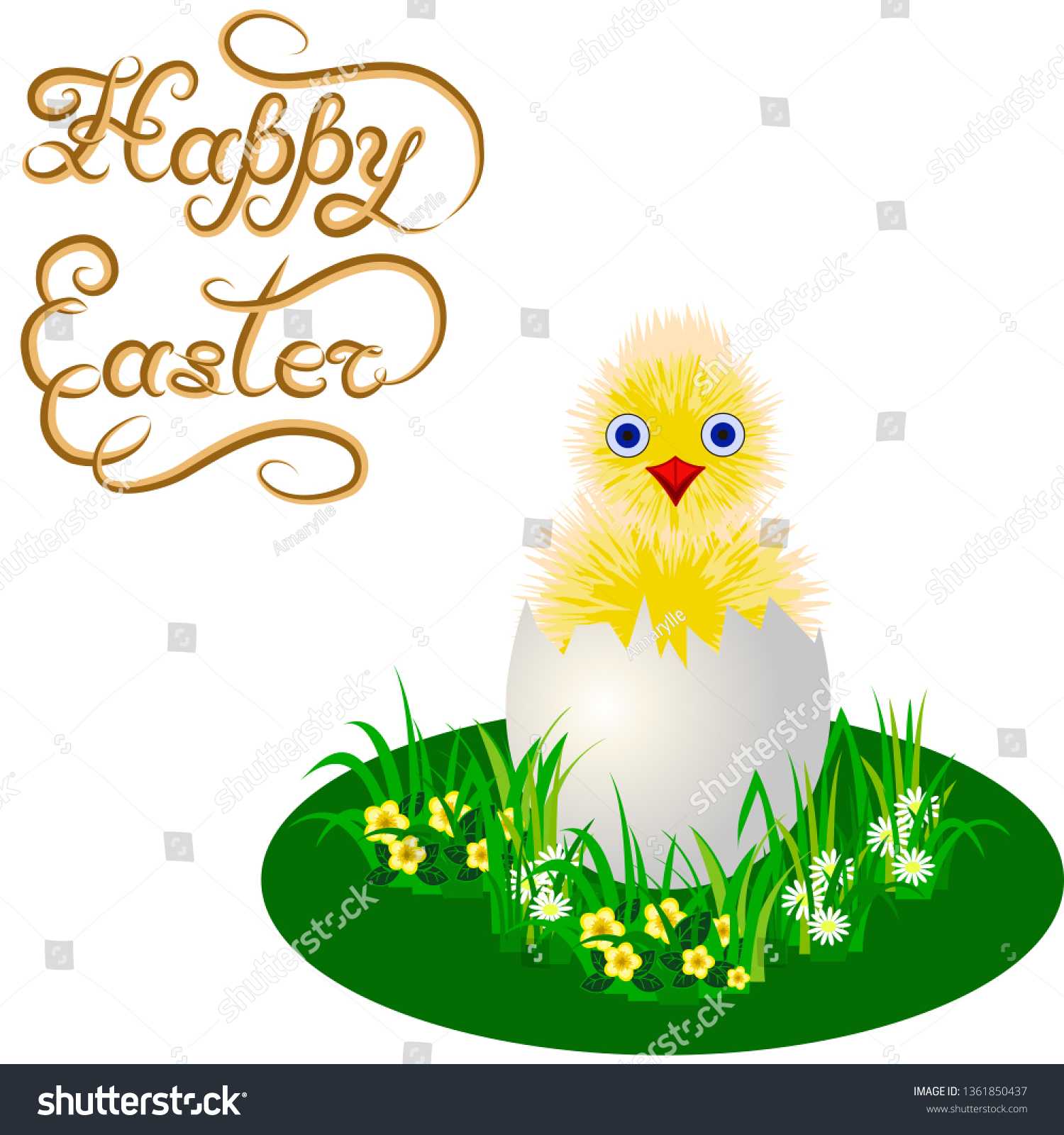 Happy Easter Greeting Card Handwritten Calligraphic Stock Regarding Easter Chick Card Template