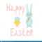 Happy Easter Greeting Card Template With Bunny And Chick Within Easter Chick Card Template