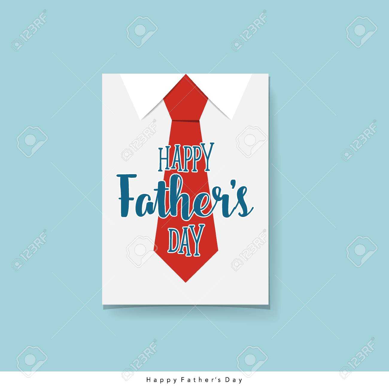 Happy Fathers Day Card Design With Big Tie. Vector Illustration. In Fathers Day Card Template