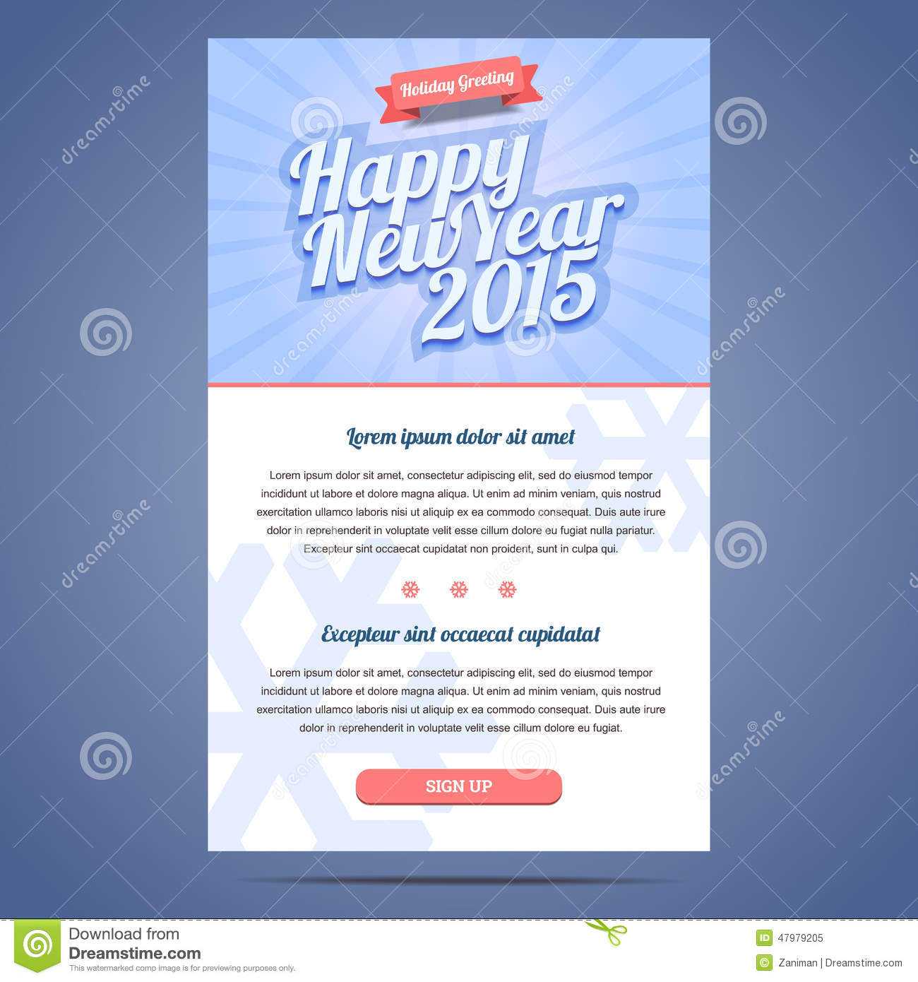 Happy New Year Holiday Greeting Email Template Stock Vector In Holiday Card Email Template