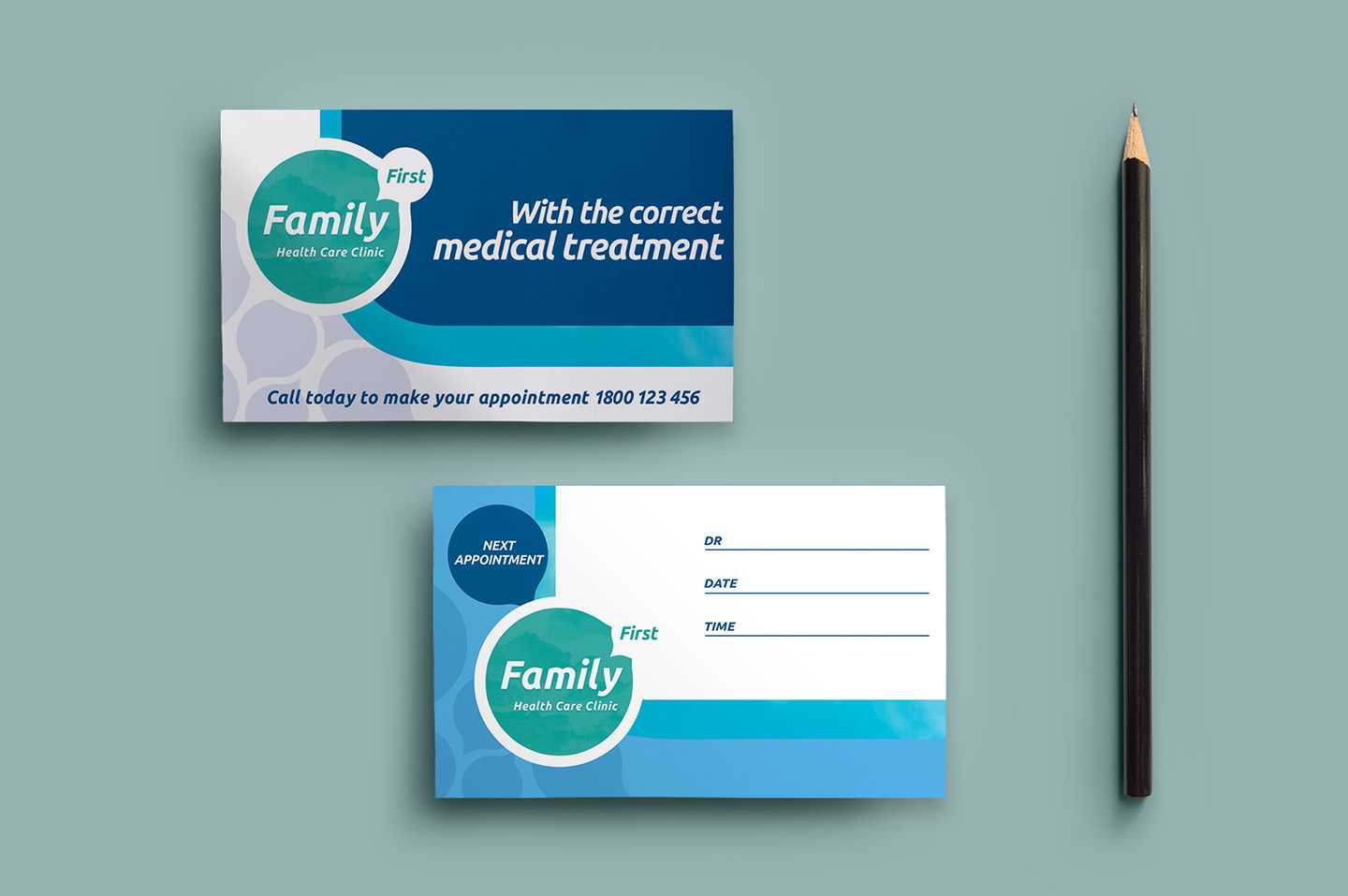 Healthcare Clinic Appointment Card Template In Psd, Ai In Medical Appointment Card Template Free