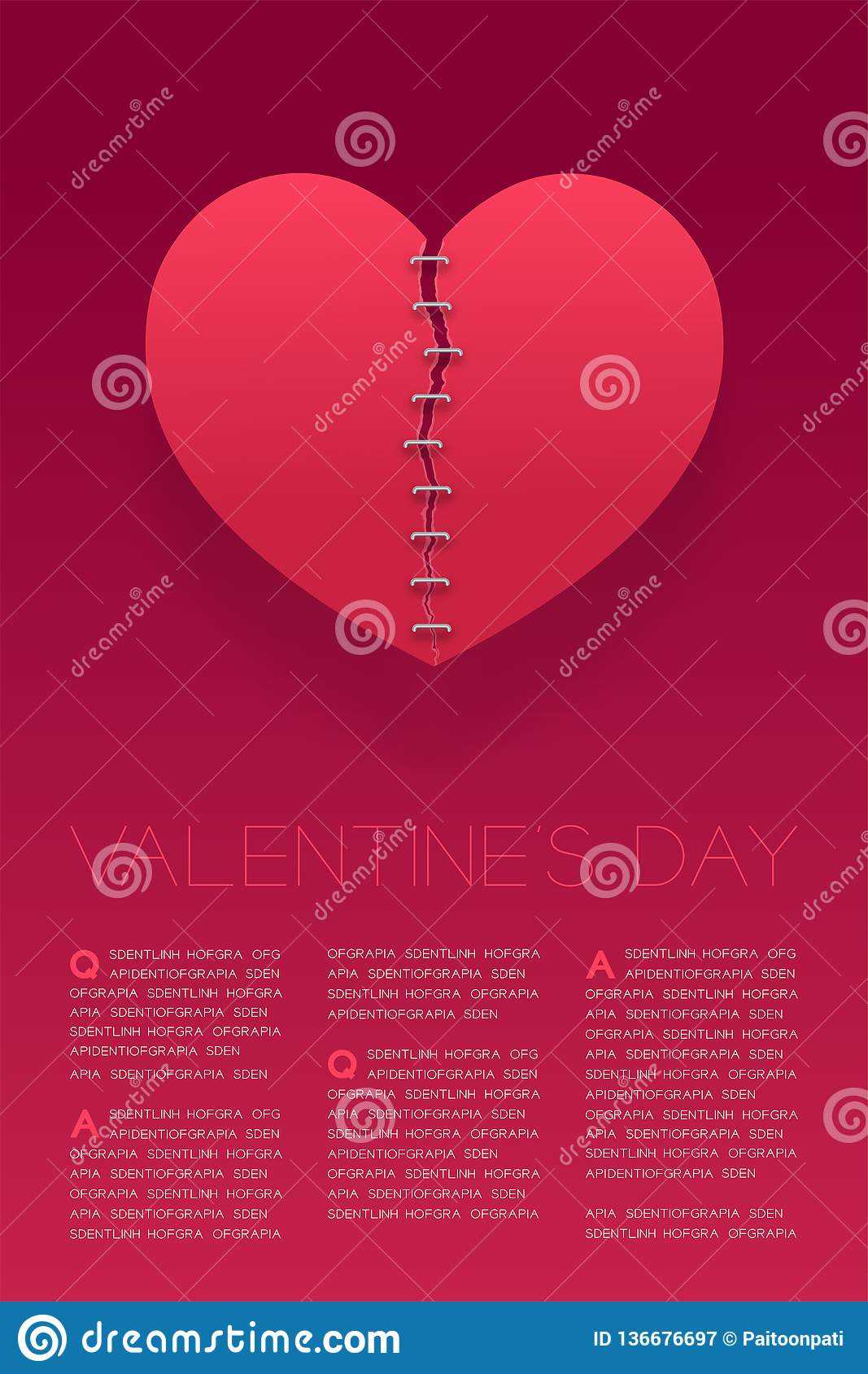 Heart Paper Tear Repairstaples, Valentine`s Day Concept With Regard To Staples Banner Template