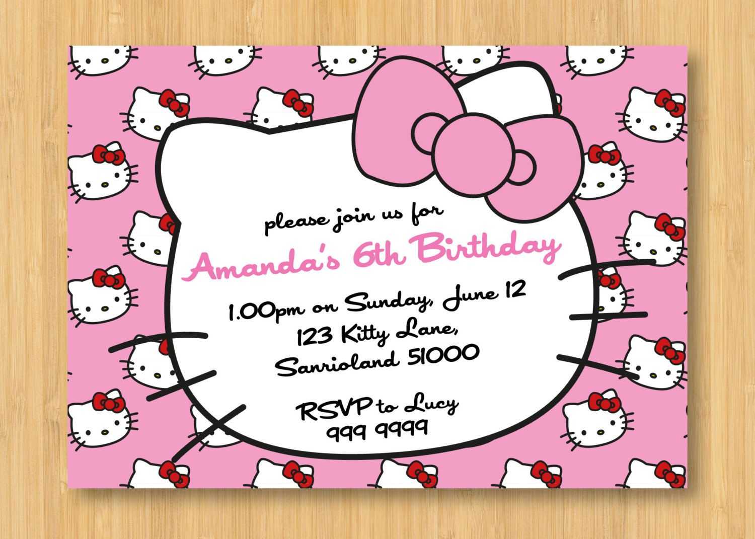 Hello Kitty Birthday Invitations Printable Free – Invitation For Hello Kitty Birthday Card Template Free