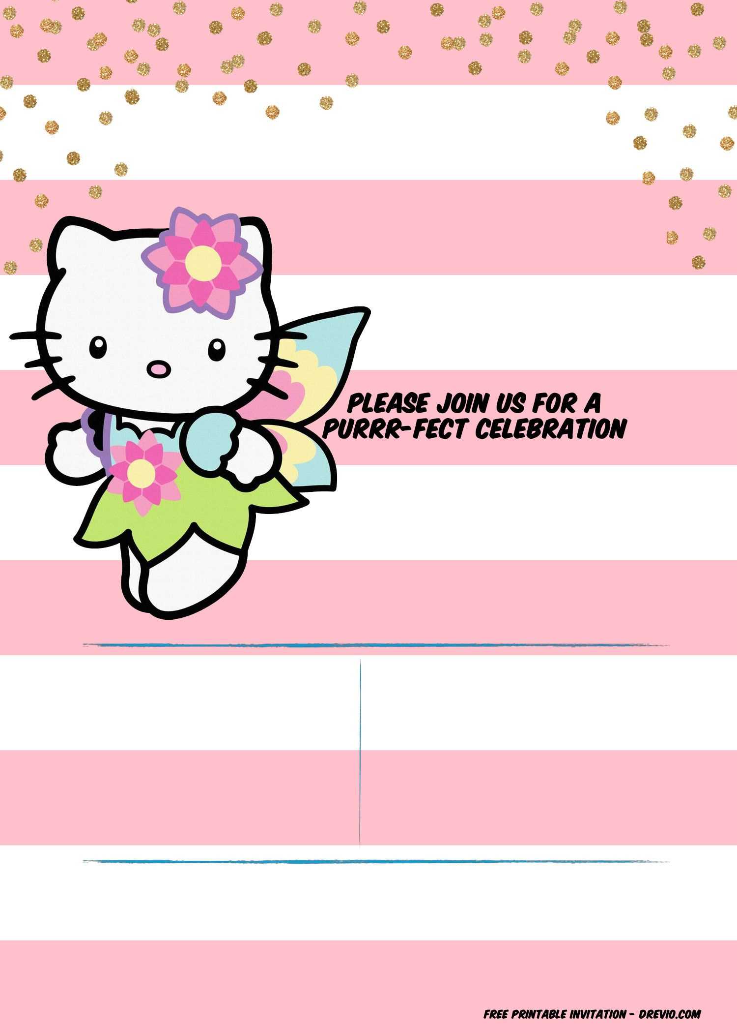 Hello Kitty Invitation Template – Portrait Mode | Printable For Hello Kitty Birthday Banner Template Free