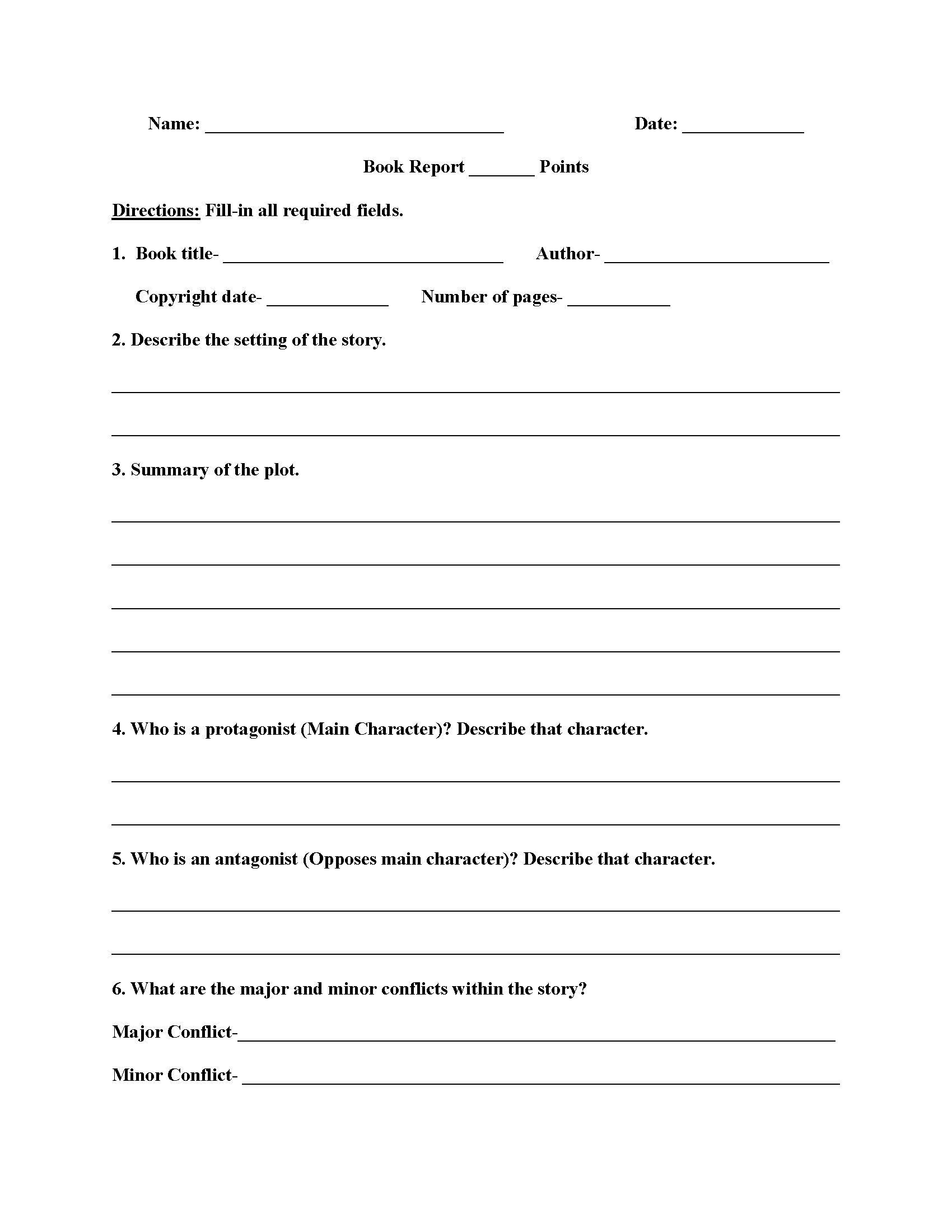 High School Book Report Worksheets | High School Books Pertaining To Middle School Book Report Template