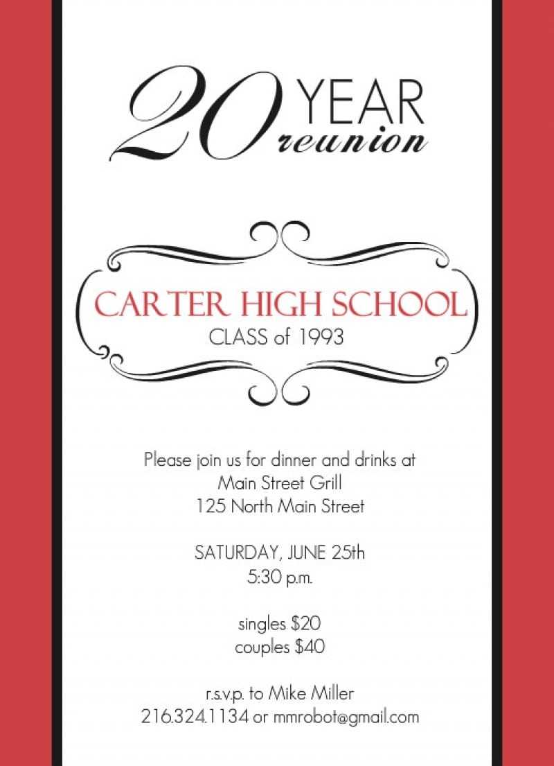 High School Class Reunion X Invitation Card Reunion Intended For Reunion Invitation Card Templates