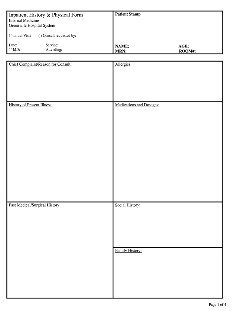 History And Physical Template Printable – Fill Online In History And Physical Template Word