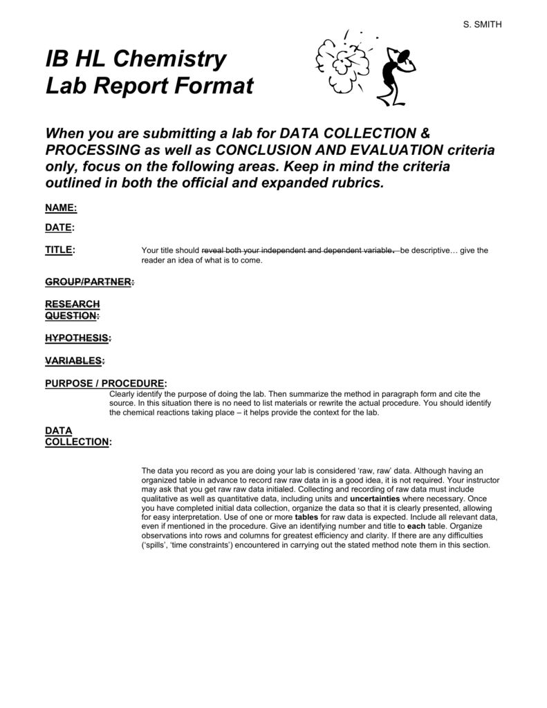 Hl Chemistry Lab Report Format With Regard To Lab Report Template Chemistry