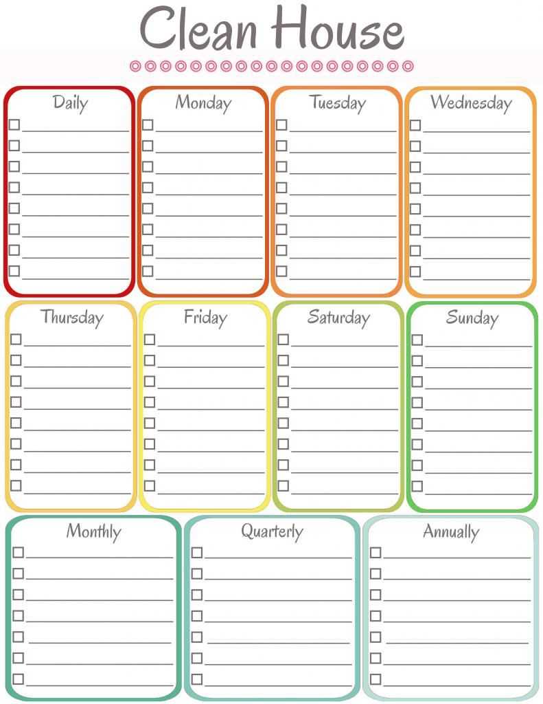 Home Management Binder - Cleaning Schedule | Cleaning Intended For Blank Cleaning Schedule Template