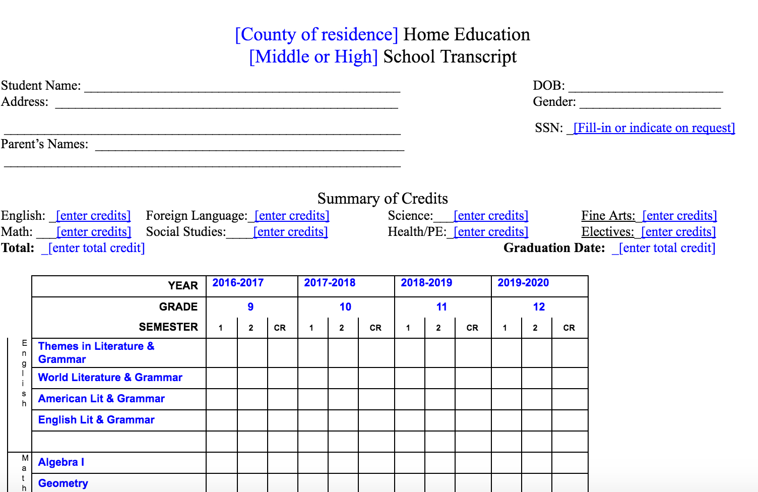 Homeschool Transcript Services And Report Cards Now Throughout Homeschool Middle School Report Card Template