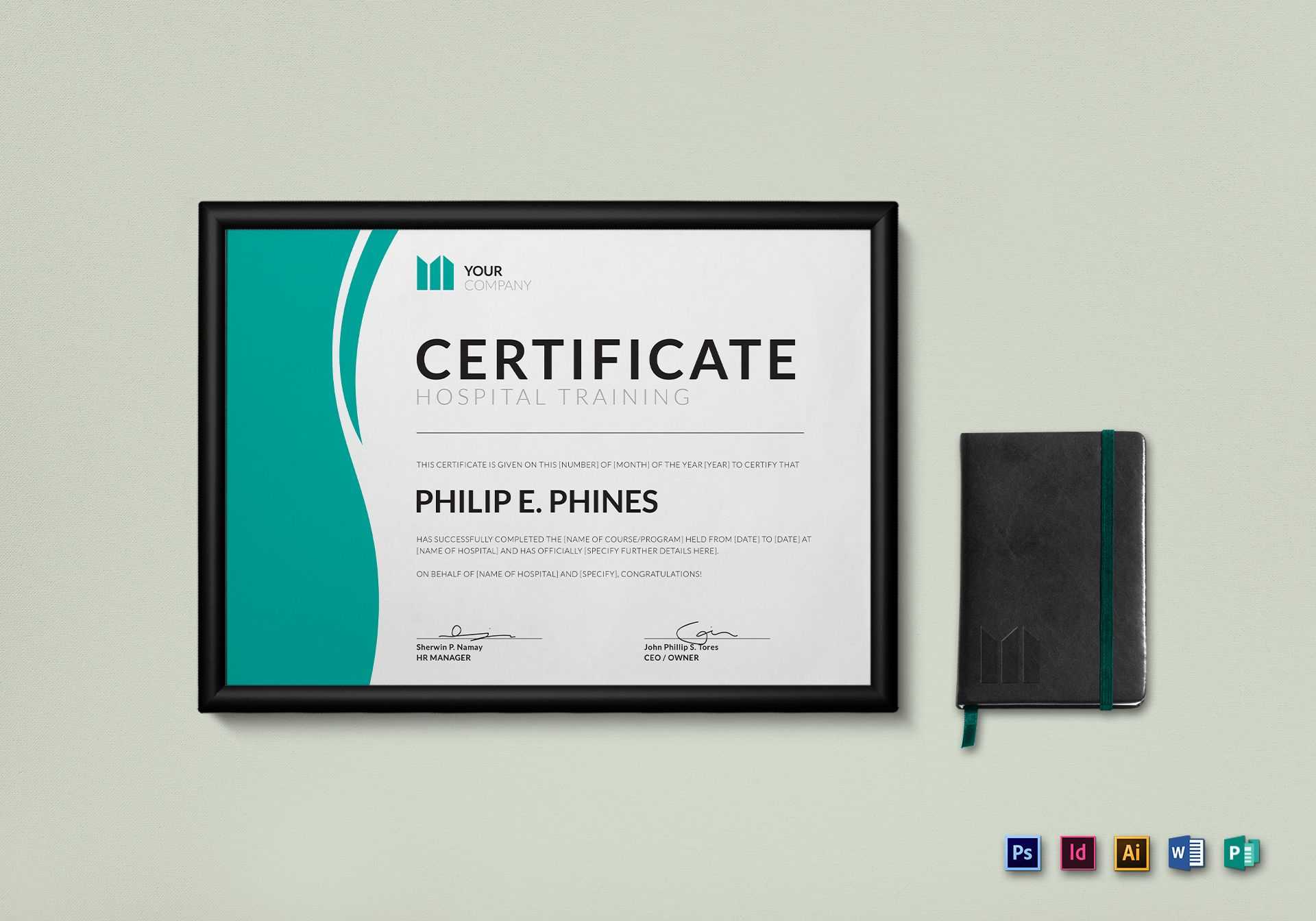 Hospital Training Certificate Template With Indesign Certificate Template