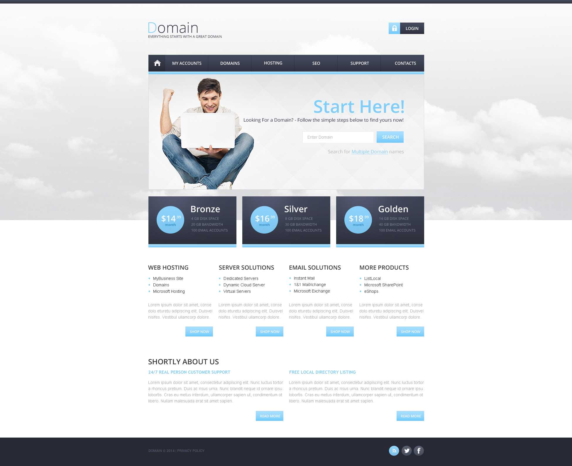 Hosting Responsive Website Template With Reporting Website Templates