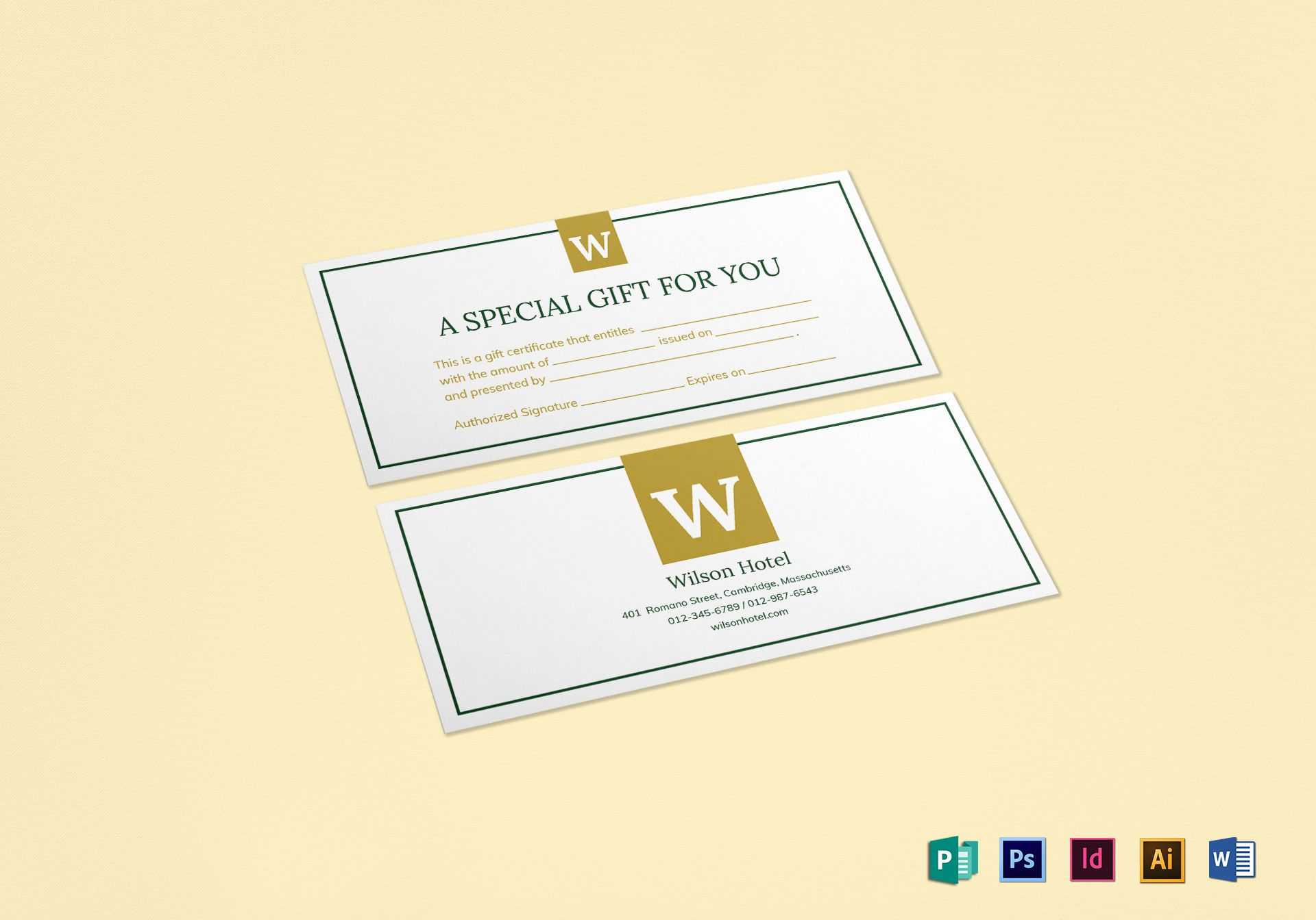 Hotel Gift Certificate Template In Gift Certificate Template Indesign