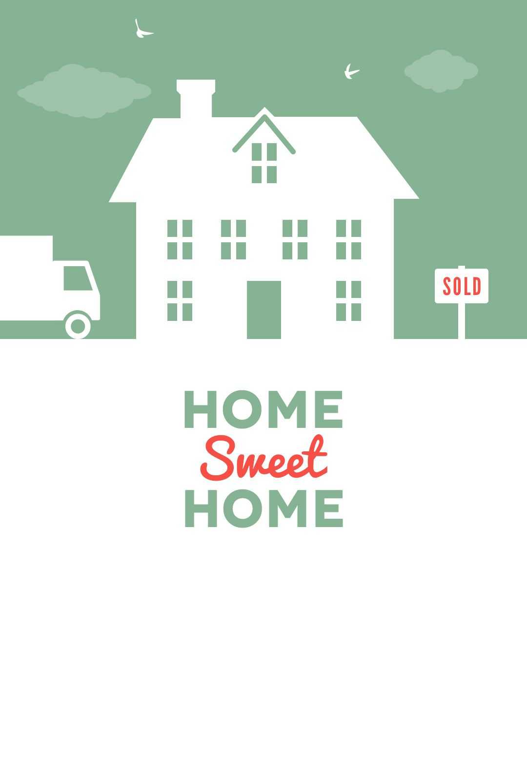 House And Birds – Free Printable Moving Announcement Regarding Moving House Cards Template Free