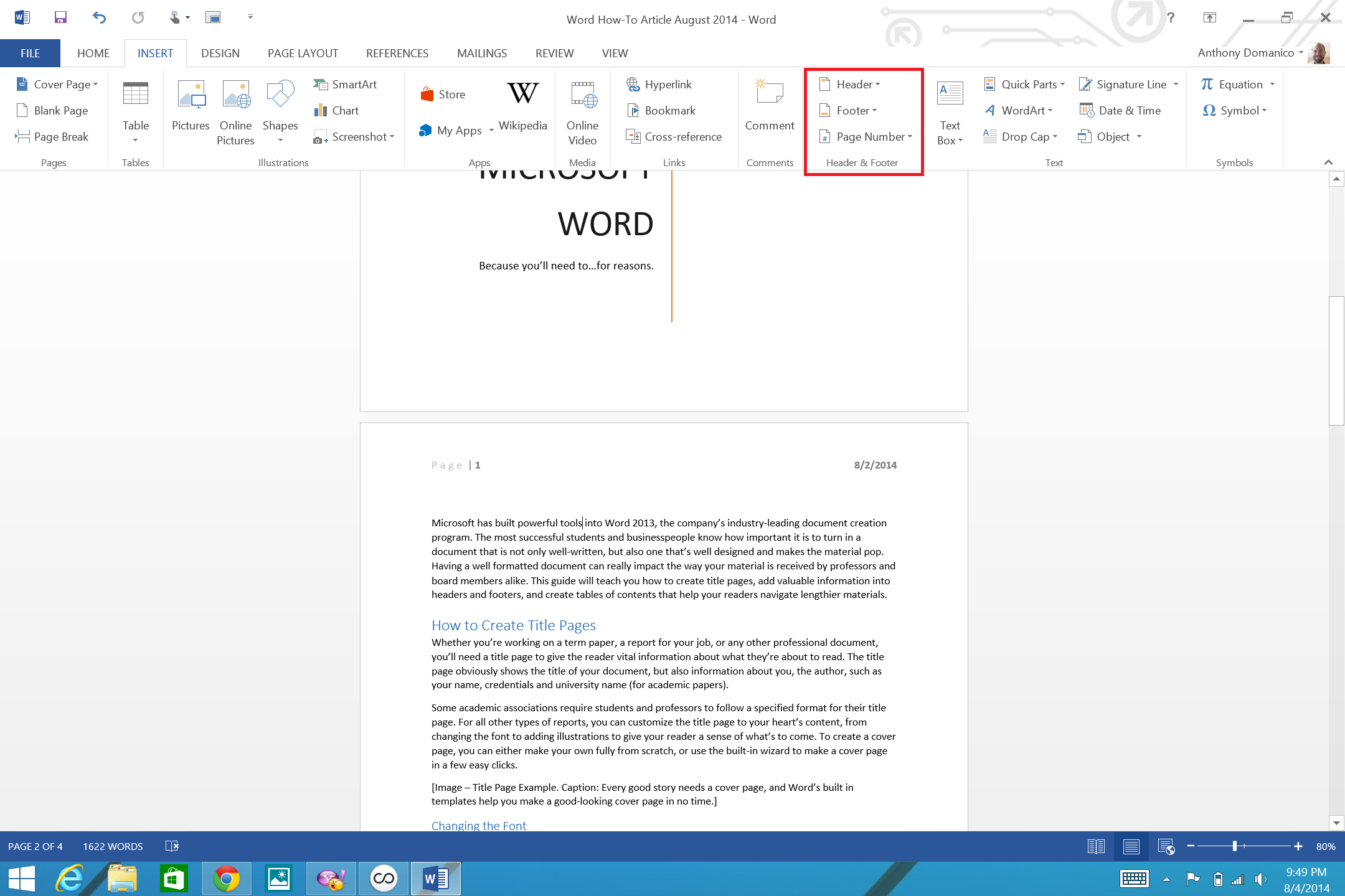 How To Add Page Numbers And A Table Of Contents To Word Regarding Contents Page Word Template