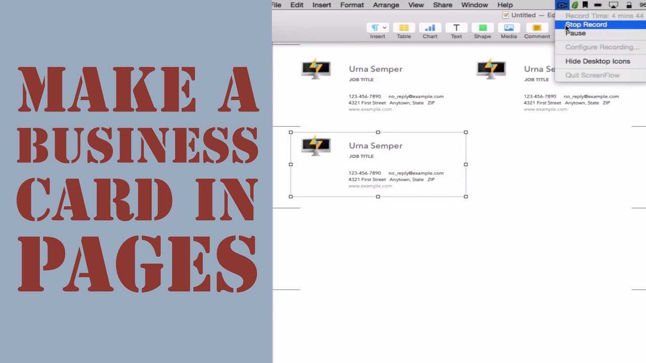 How To Create A Business Card In Pages For Mac (2014) For Business Card Template Pages Mac