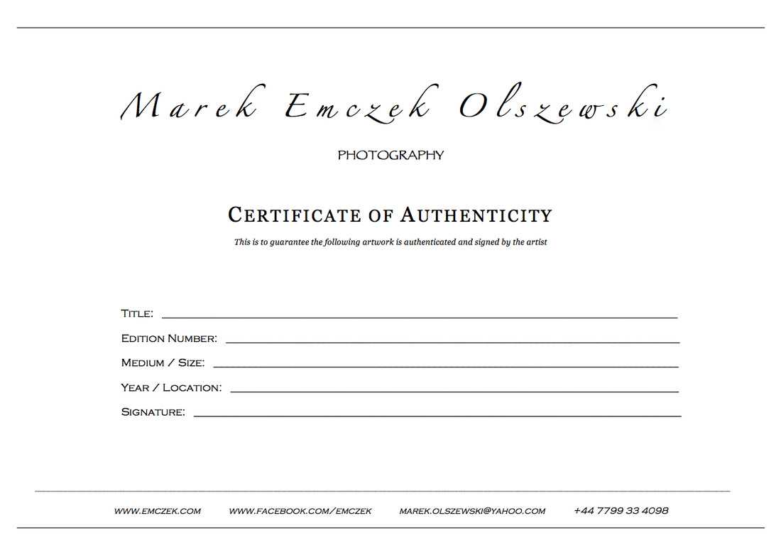 How To Create A Certificate Of Authenticity For Your Photography Intended For Certificate Of Authenticity Template