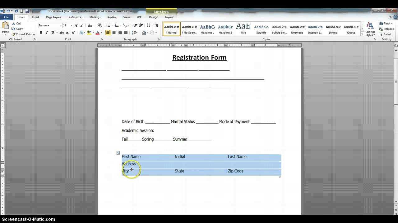 How To Create A Fillable Form Using Ms Word 2010 Part 1 Regarding How To Use Templates In Word 2010