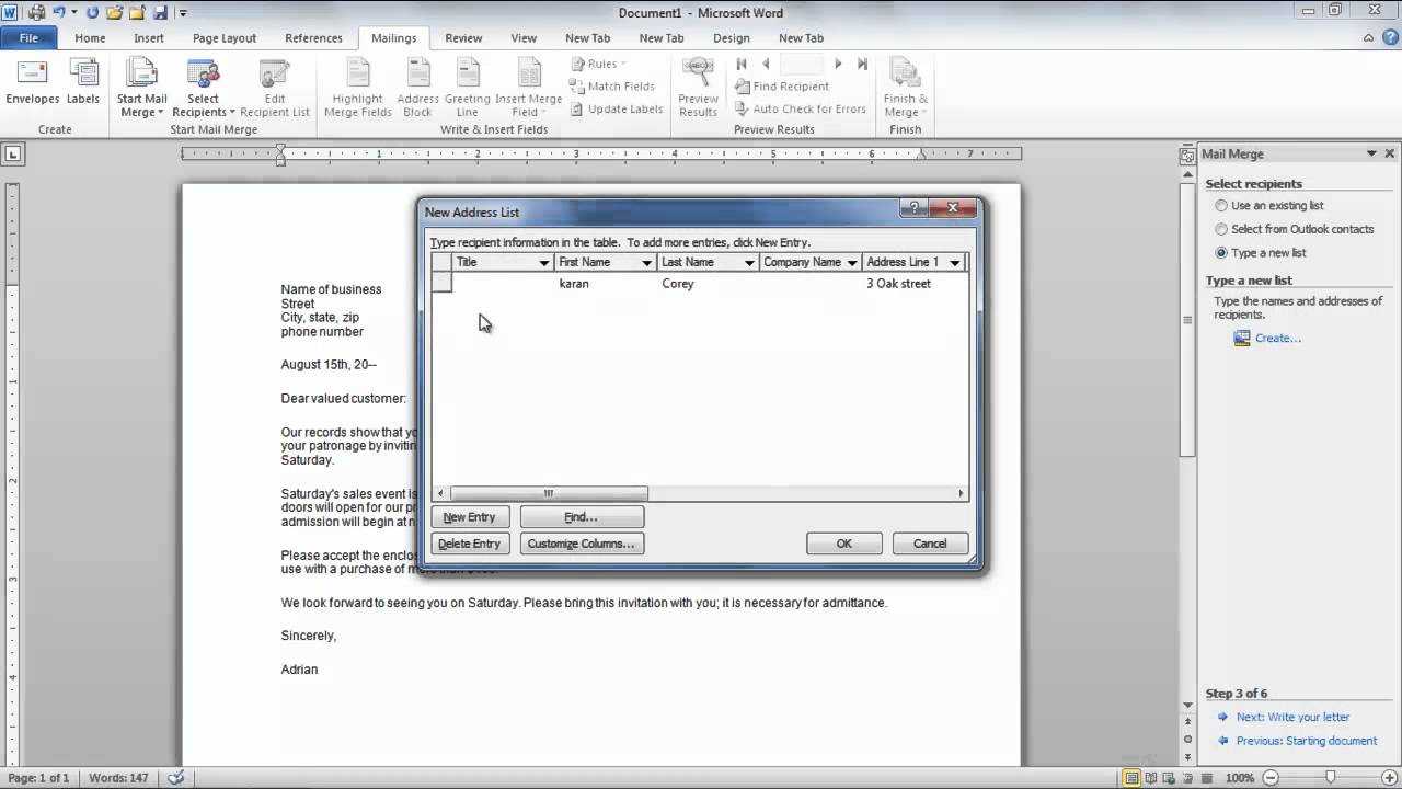 How To Create A Mail Merge In Microsoft Word 2010 Inside How To Create A Mail Merge Template In Word 2010