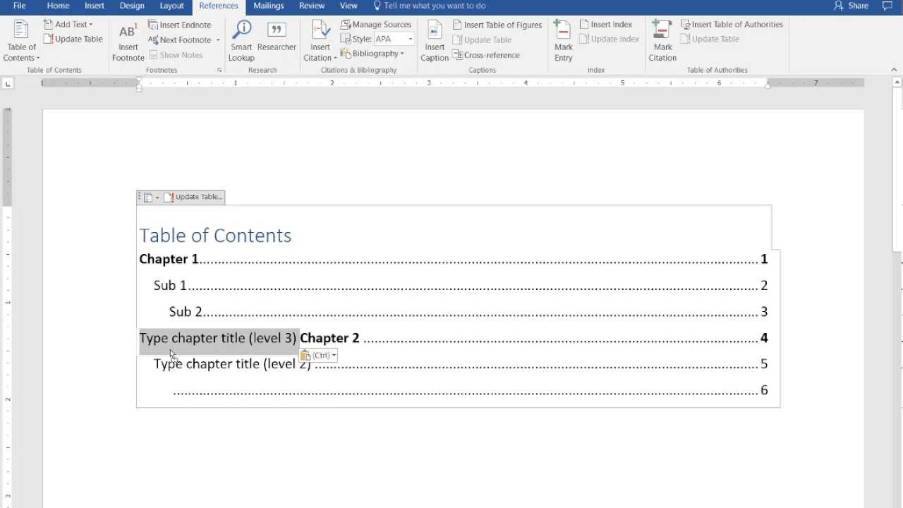 How To Create A Manual Table Of Contents In Word 2016 In Contents Page Word Template