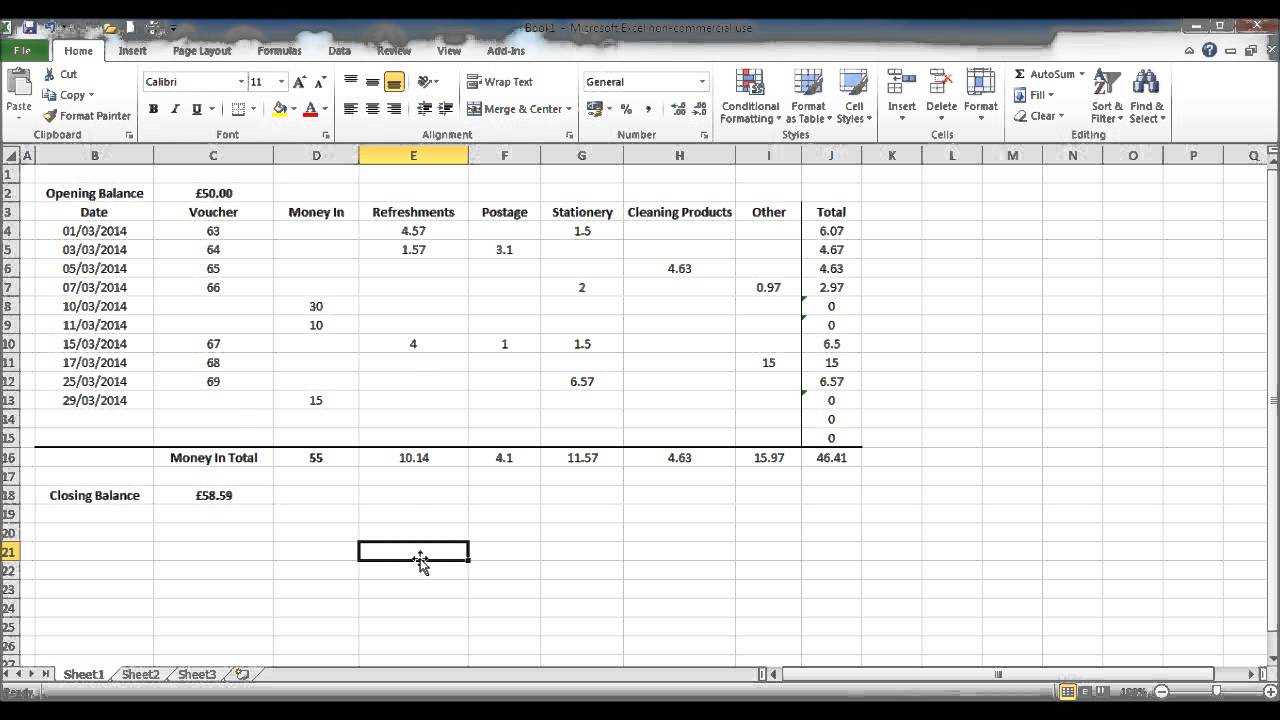 How To Create A Petty Cash Template Using Excel – Part 4 Intended For Petty Cash Expense Report Template