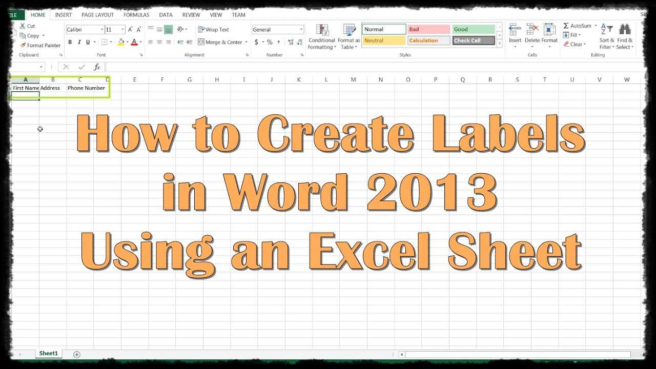 How To Create Labels In Word 2013 Using An Excel Sheet Pertaining To Word Label Template 16 Per Sheet A4