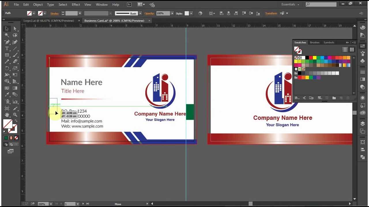 How To Design A Double Sided Business Card In Adobe Illustrator Cc, Cs6, Cs5 With Double Sided Business Card Template Illustrator