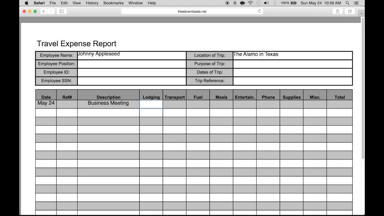 How To Fill In A Free Travel Expense Report | Pdf | Excel Within Expense Report Template Excel 2010