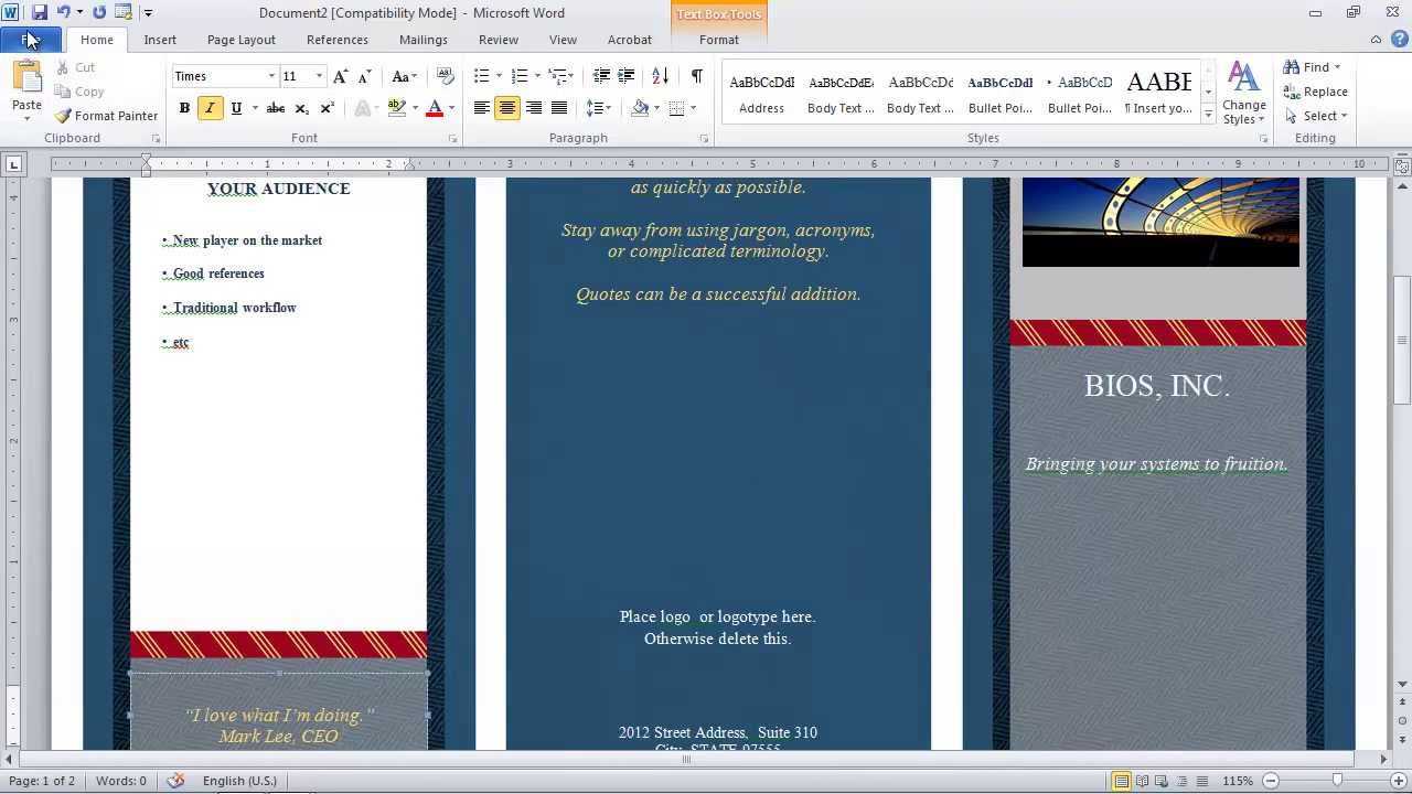 How To Make A Brochure In Microsoft Word Intended For Ms Word Brochure Template