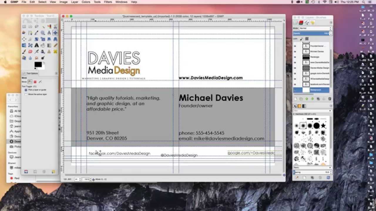 How To Make A Business Card In Gimp 2.8 In Gimp Business Card Template