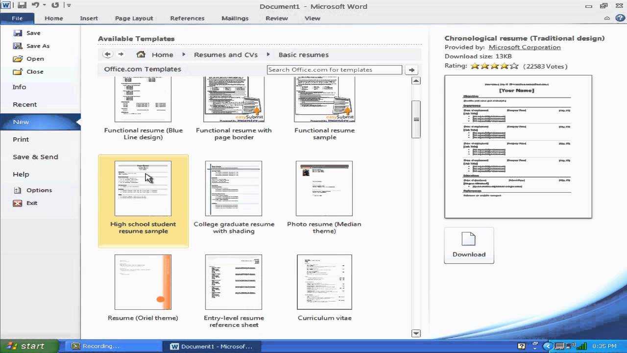 "how To Make A Resume With Microsoft Word 2010" Within How To Use Templates In Word 2010