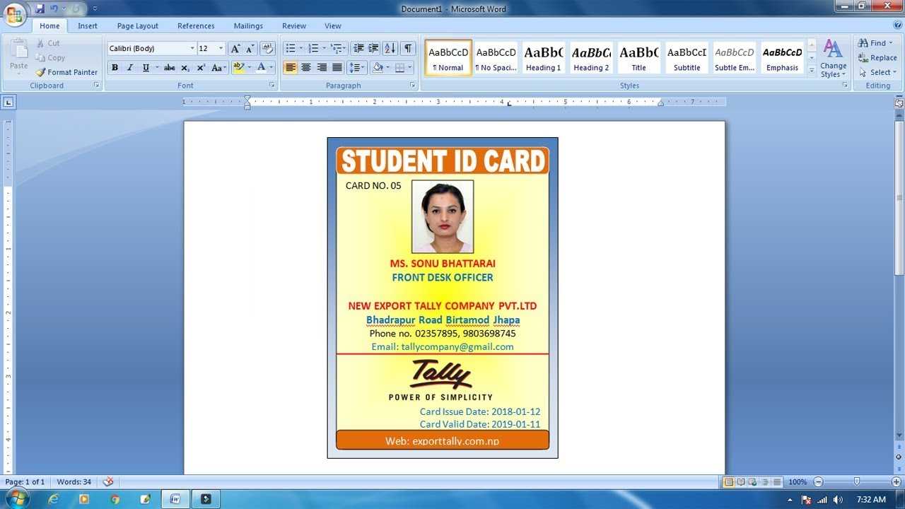 How To Make Id Card Design In Ms Word 2018 (Advance Id Card Design) Regarding Id Card Template For Microsoft Word