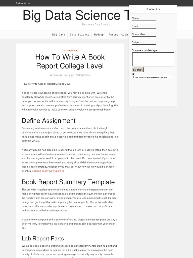 How To Write A Book Report College Level – Bpi – The Intended For College Book Report Template